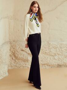 MOTF PREMIUM WOOL-MIX FINE KNIT BANDANA JUMPER - White - View 7