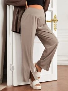 SHEIN Maternity High Waist Split Hem Trousers