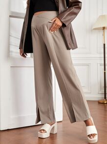 SHEIN Maternity High Waist Split Hem Trousers