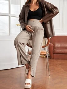 SHEIN Maternity High Waist Split Hem Trousers