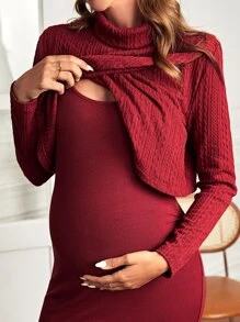 SHEIN 孕婦高領圍裹不對稱下擺上衣和連衣裙