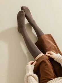 Solid Over The Calf Socks - Rust Brown - View 3