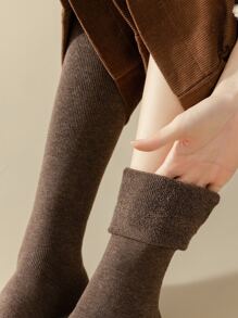 Solid Over The Calf Socks - Rust Brown - View 4