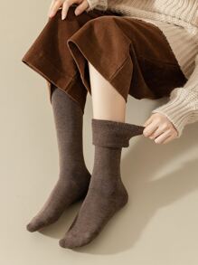 Solid Over The Calf Socks - Rust Brown - View 5