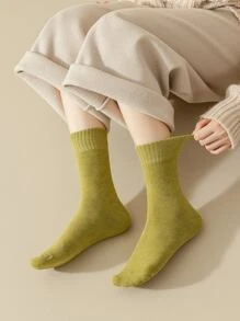 素色中筒襪 - 綠色 - 查看 3