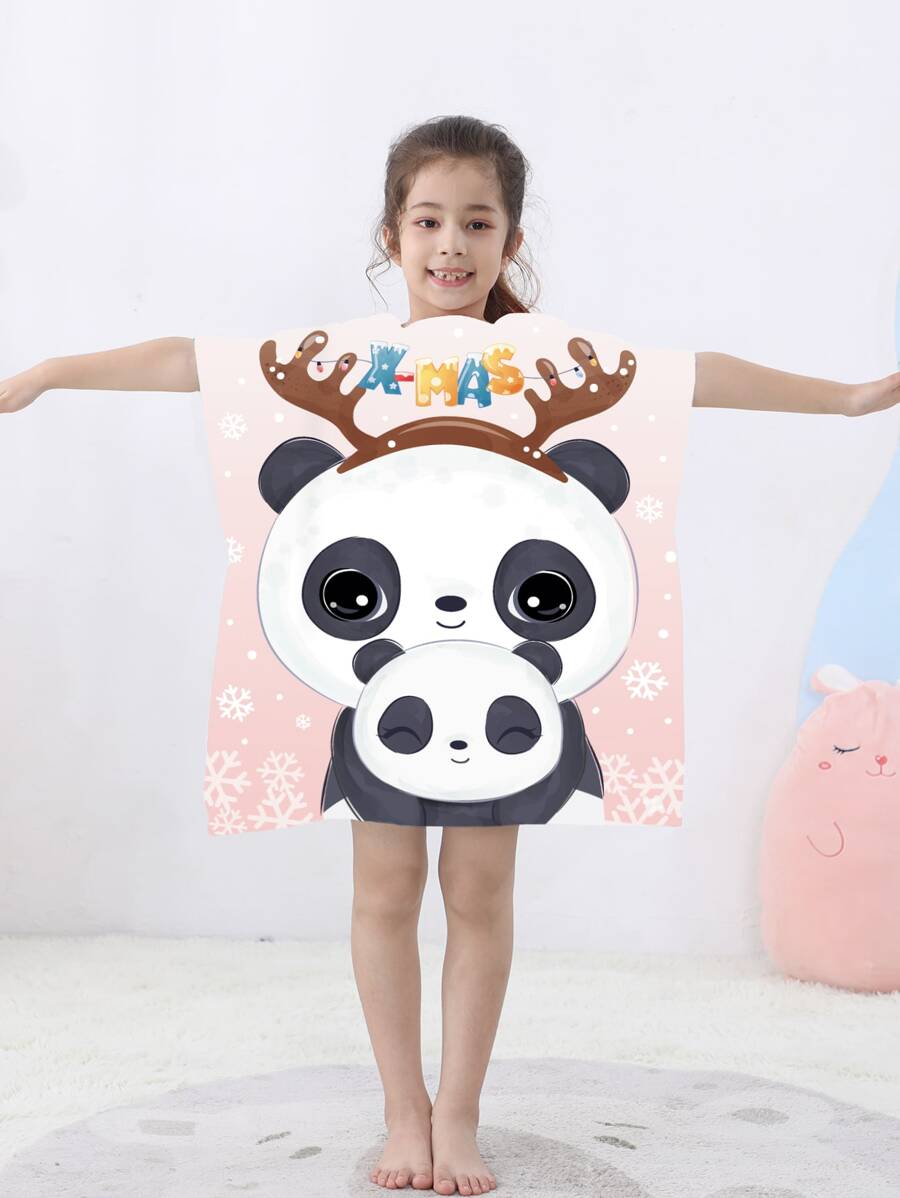 1入組卡通熊貓印花兒童浴巾 - 彩色 - 查看 1