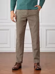 Manfinity Men Slant Pocket Houndstooth Suit Trousers - Multicolor - View 1