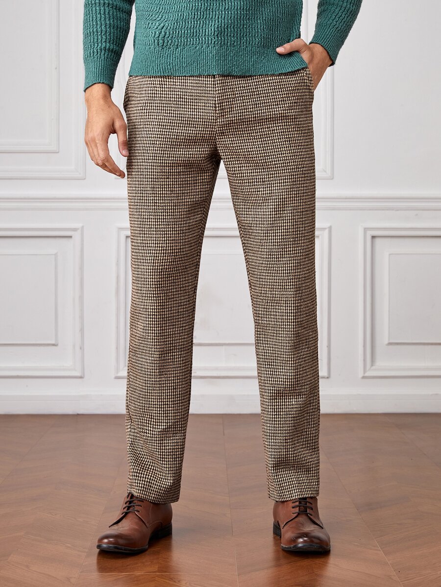 Manfinity Men Slant Pocket Houndstooth Suit Trousers - Multicolor - View 1