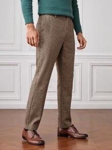 Manfinity Men Slant Pocket Houndstooth Suit Trousers - Multicolor - View 3