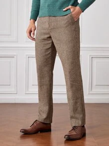 Manfinity Men Slant Pocket Houndstooth Suit Trousers - Multicolor - View 4