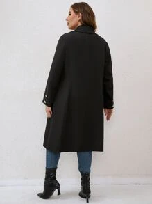 SHEIN LUNE 大碼大翻領單釦外套 - 黑色 - 查看 2