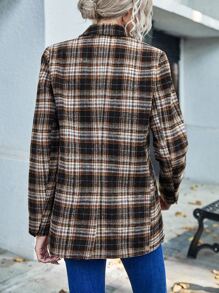 Plaid Double Breasted Blazer - Multicolor - View 2