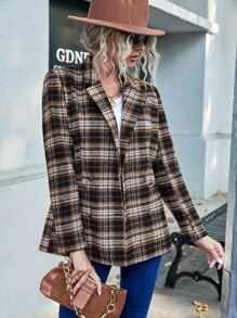 Plaid Double Breasted Blazer - Multicolor - View 4