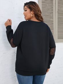 SHEIN Clasi Sudadera de malla en contraste con diseño de cremallera - Negro - Ver 2