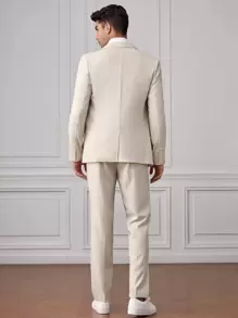 Manfinity VCAY Men Single Breasted Blazer & Trousers Suit Set - Beige - View 7