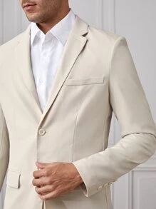 Manfinity VCAY Men Single Breasted Blazer & Trousers Suit Set - Beige - View 5