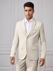 Manfinity VCAY Men Single Breasted Blazer & Trousers Suit Set - Beige - View 6