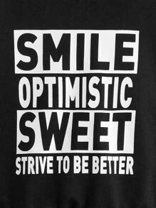 SHEIN Áo nỉ in chữ cho bé trai - màu đen - Xem 4