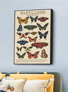 1pc Letter & Butterfly Print Unframed Painting - Multicolor - View 2