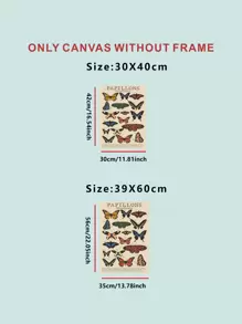 1pc Letter & Butterfly Print Unframed Painting - Multicolor - View 3