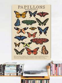 1pc Letter & Butterfly Print Unframed Painting - Multicolor - View 5