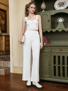 SHEIN MOD Notched Neck Crop Cami Top & Pants