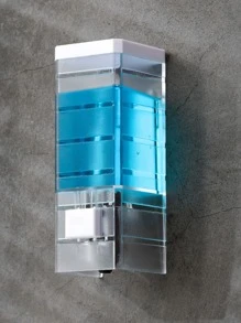 1pc Punch-free Lotion Dispenser, Wall Mounted Manual Lotion Container For Bathroom - Clear - View 4