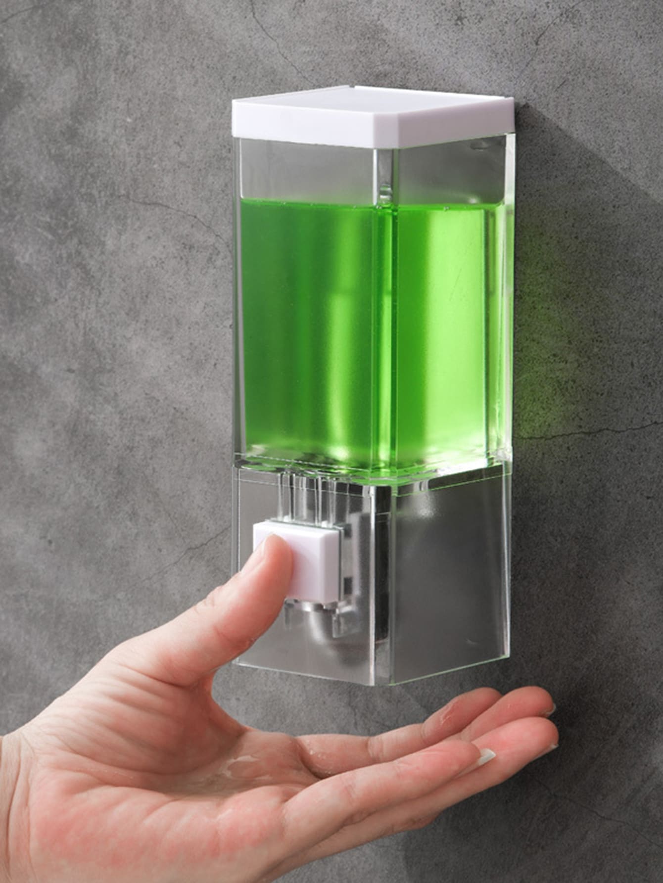 1pc Punch-free Lotion Dispenser, Clear Plastic Wall Mounted Manual Press Soap Dispenser, For Home - Clear - View 1