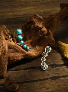 Hoa tai Stud trang trí màu ngọc lam - Màu xanh lam - Xem 2