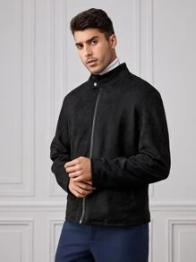 Manfinity Hombres Cazadora con cremallera - Negro - Ver 4