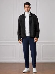 Manfinity Hombres Cazadora con cremallera - Negro - Ver 6