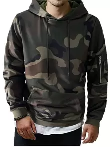 Manfinity LEGND 男士拉鍊裝飾用品迷彩連帽衫 - 彩色 - 查看 1