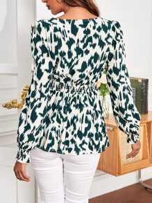 SHEIN 孕婦滿版印花深V領襯衫 - 彩色 - 查看 2