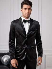 Manfinity Men Button Front Blazer Vest & Blazer And Trousers - Black - View 4