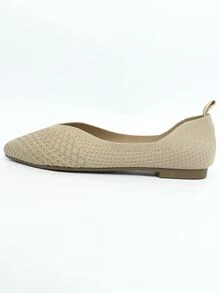 Minimalist Point Toe Ballet Flats - Khaki - View 3