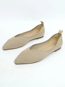 Minimalist Point Toe Ballet Flats - Khaki - View 5