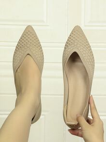 Minimalist Point Toe Ballet Flats - Khaki - View 7