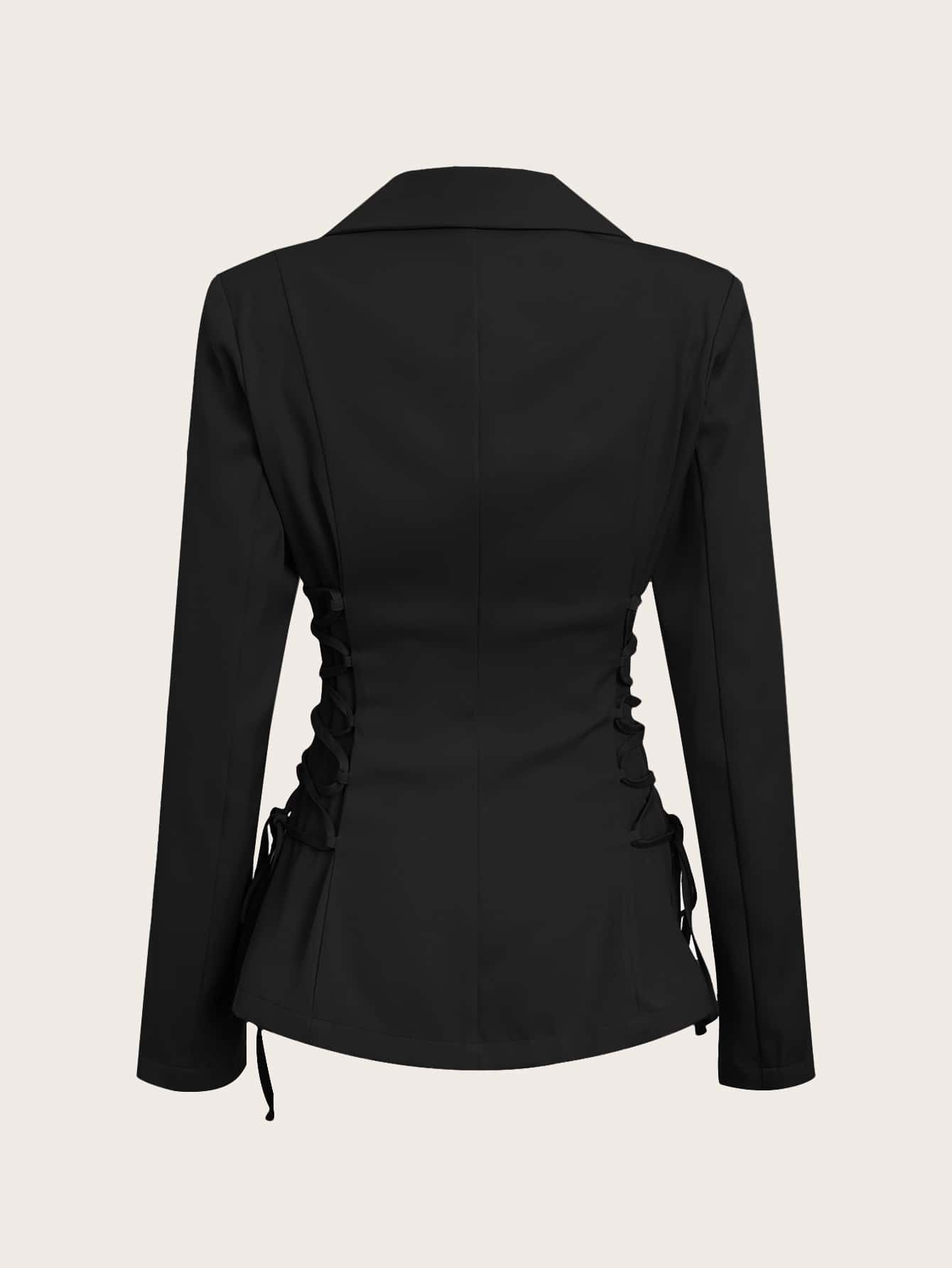 SHEIN EZwear Lace Up Side Solid Blazer SHEIN USA