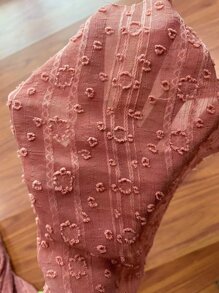 SHEIN Unity Swiss Dot Butterfly Sleeve Blouse - Redwood - View 8