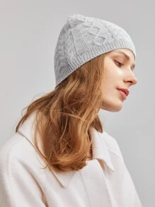 MOTF PREMIUM CASHMERE & WOOL CABLE KNIT BEANIE - Light Grey - View 2