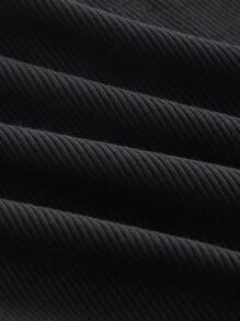 SHEIN EZwear Buckle Detail Cut Out Front Crop Tee - Black - View 4