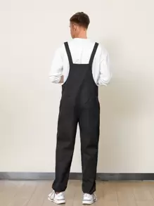 Manfinity Men Pocket Side Solid Pinafore Trousers - Black - View 2