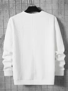 Manfinity VCAY Men Letter Patched Detail Cable Knit Sweatshirt, For Fall Winter - White - View 2