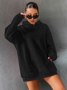 SHEIN Unity Slogan And Cartoon Graphic Drop Shoulder Hoodie Pullover Fall Outfit - Black - View 5