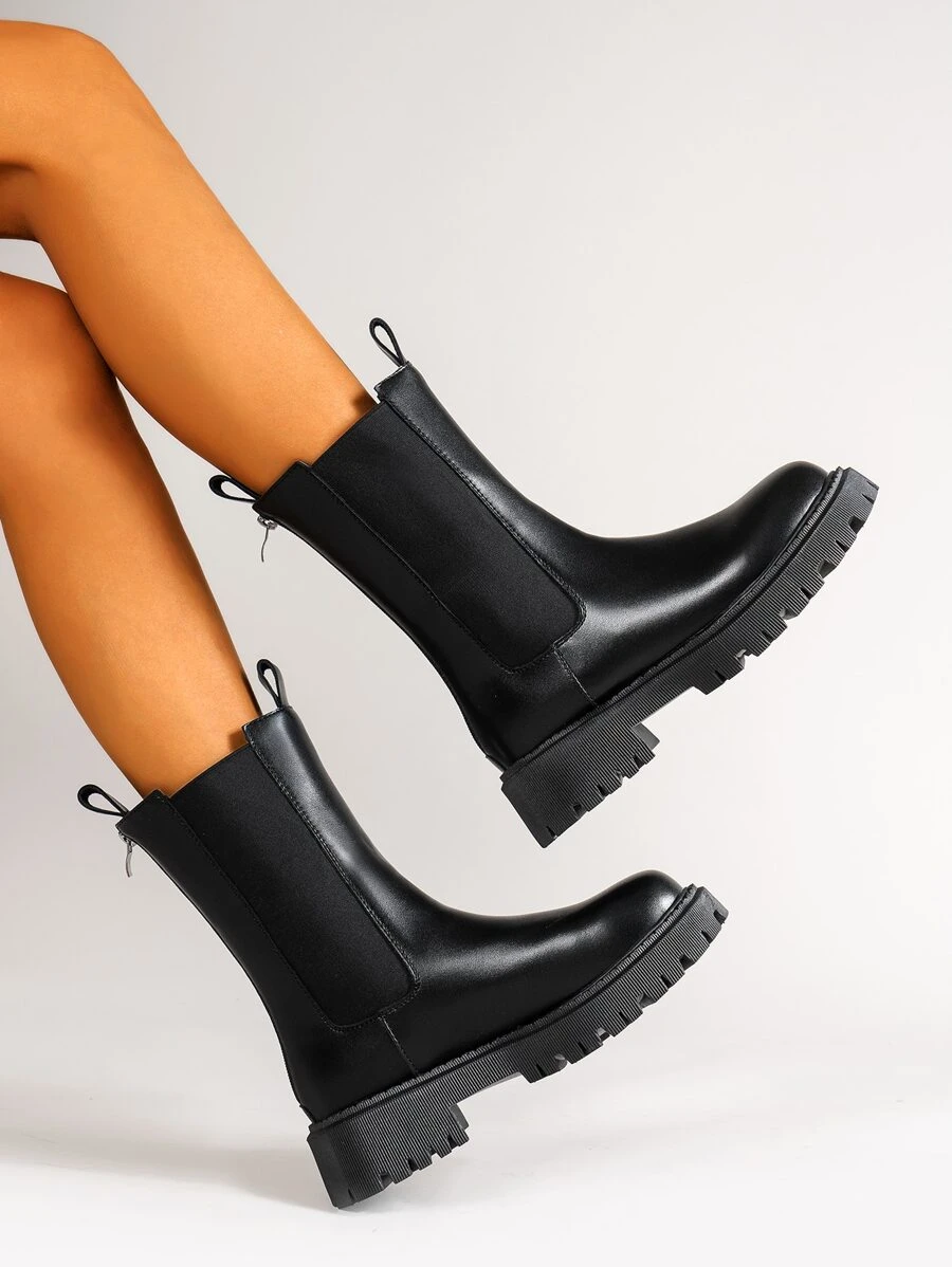 Zipper Back Chelsea Boots - Black - View 1