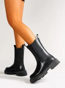 Zipper Back Chelsea Boots - Black - View 2