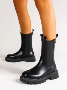 Zipper Back Chelsea Boots - Black - View 3