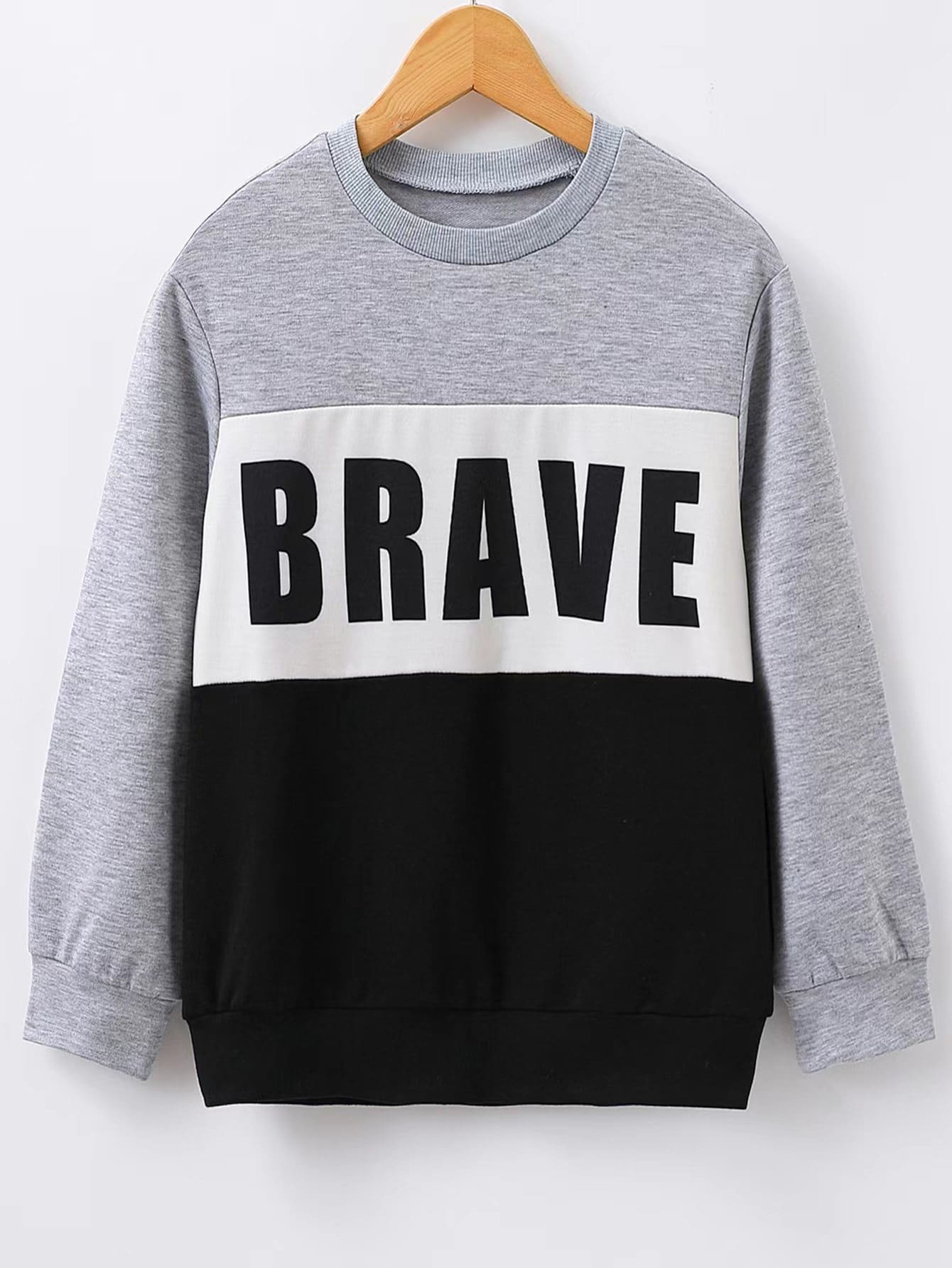 Niños Sudadera con estampado de letra de color combinado - Multicolor - Ver 1