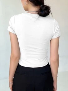 DAZY 星星印花短款 T 恤 Y2k - 白色 - 查看 2