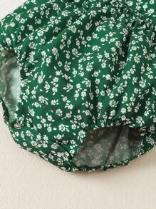 女婴小碎花荷葉邊連體衣